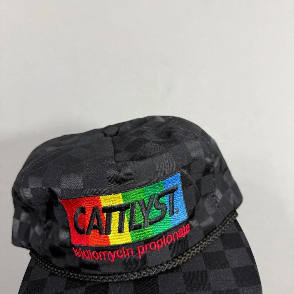 Vintage ASA Inc Headwear Hat Black CATLYST Laidlomycin Propionate Checkerboard